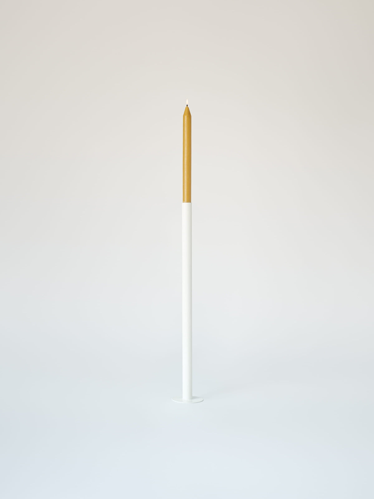 Large Candle Holder with Beeswax Candle - Pure White