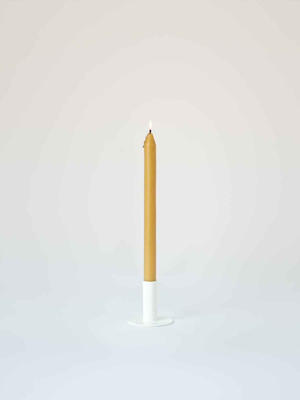 Small Candle Holder with Beeswax Candle - Pure White