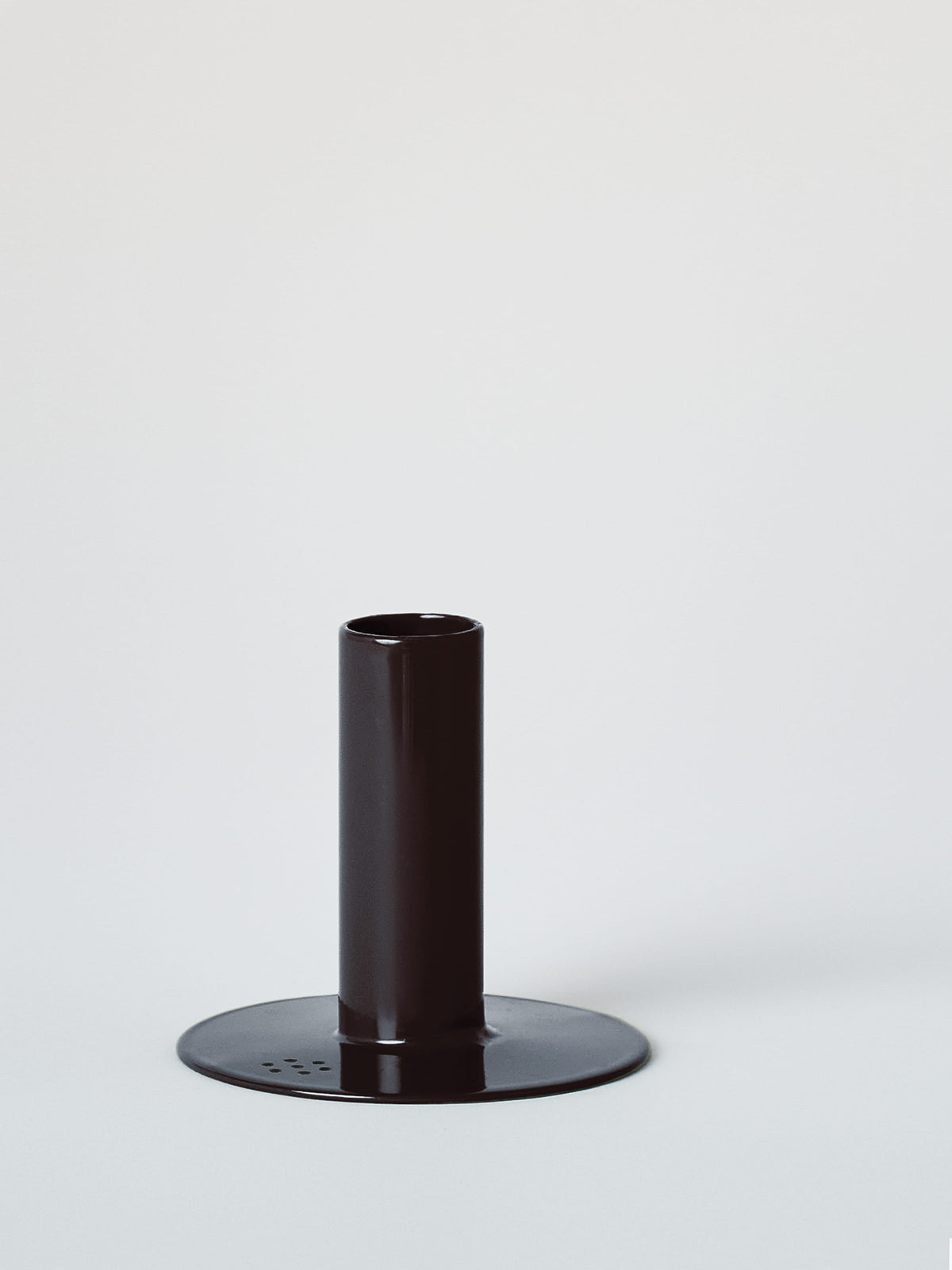 Small Candle Holder with Beeswax Candle - Brown Black