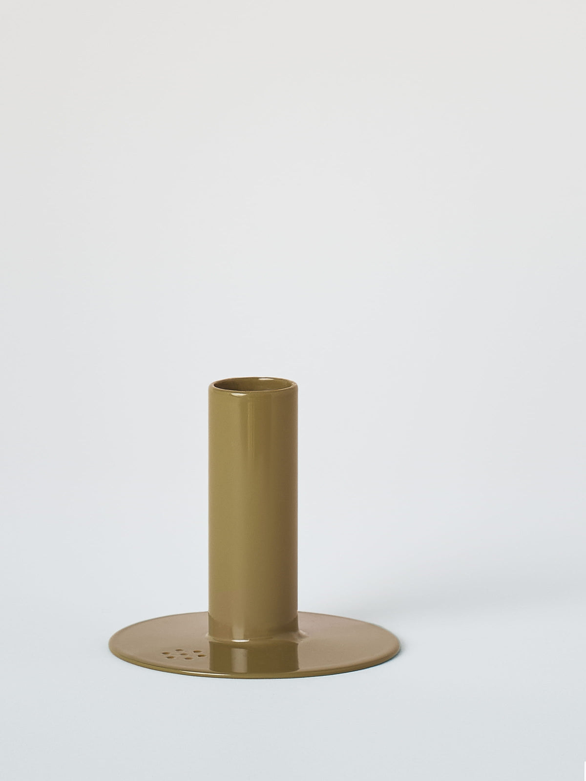 Small Candle Holder with Beeswax Candle - Brown Green