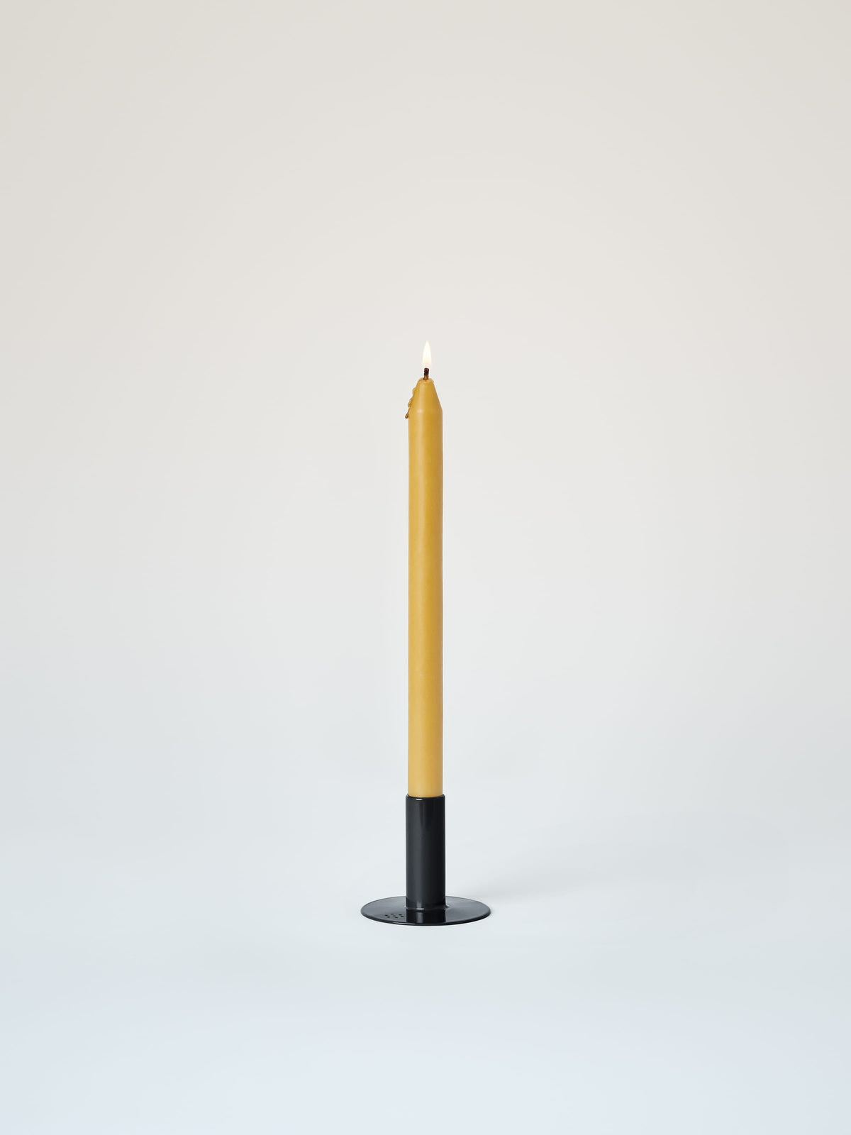 Small Candle Holder with Beeswax Candle - Dark Black