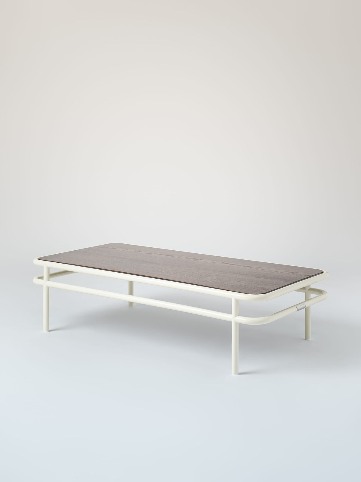 UD 120x60 / walnut-stained oak top Coffee Table - Pearly White