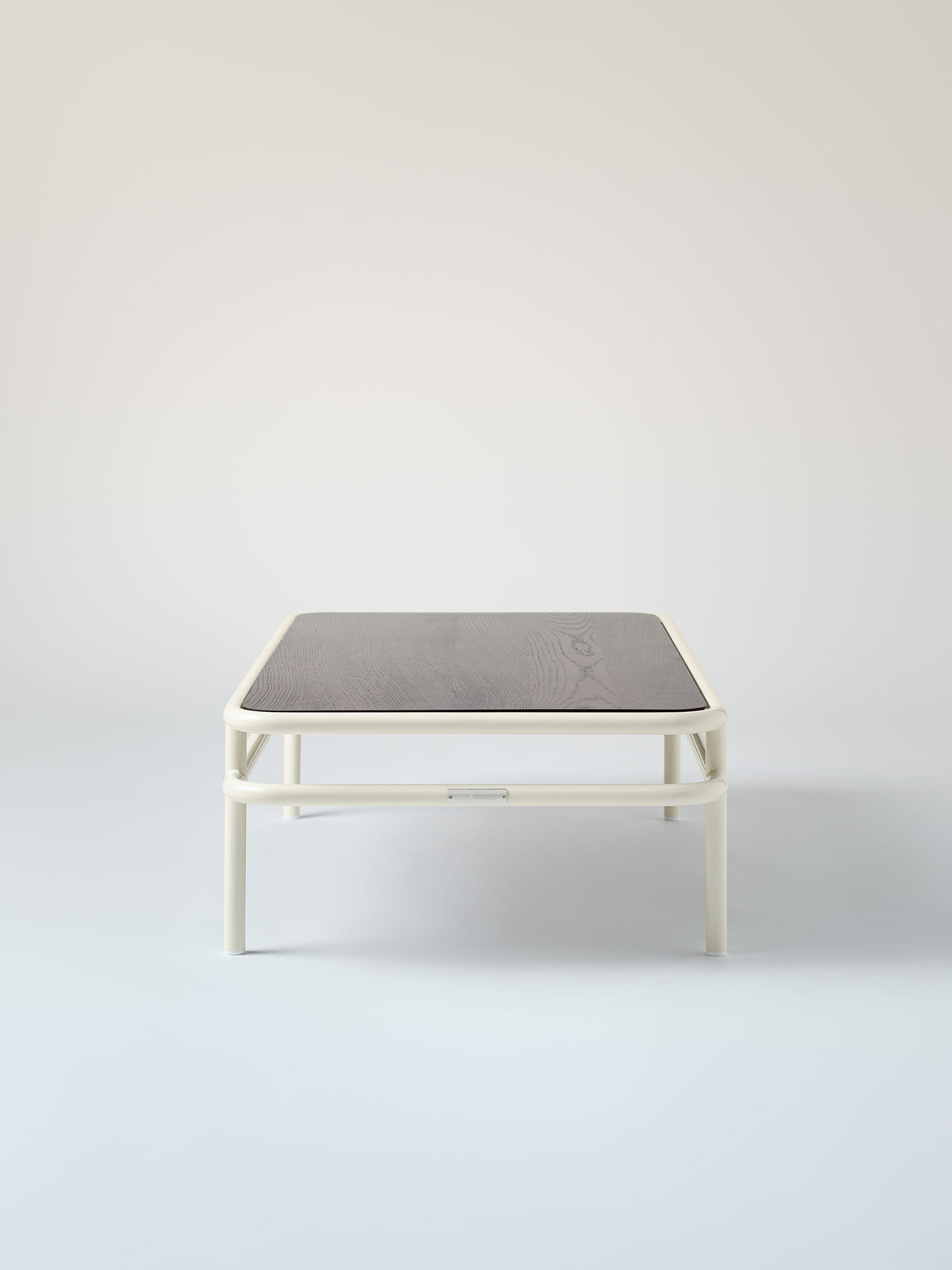 UD 120x60 / walnut-stained oak top Coffee Table - Pearly White