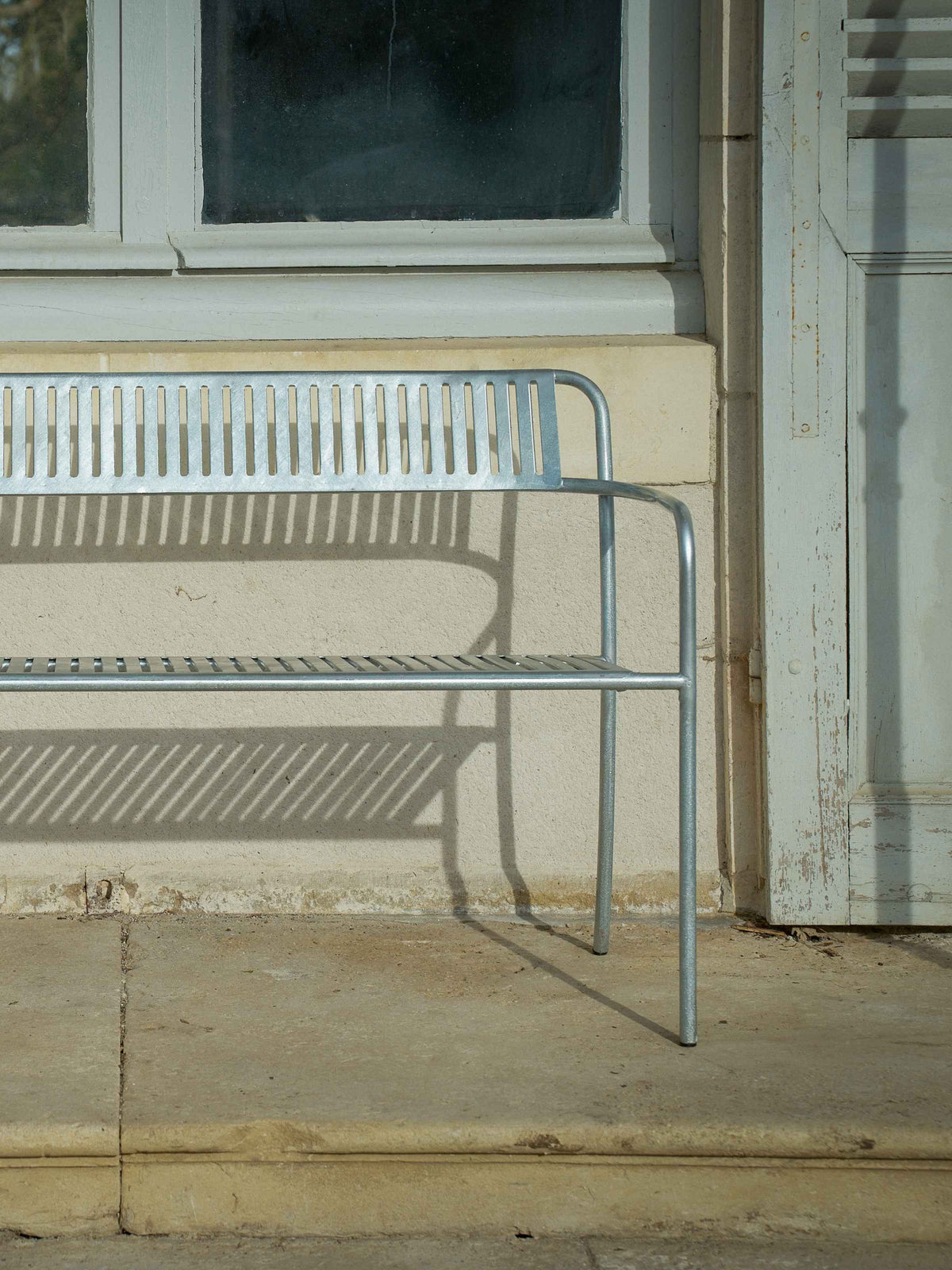 Patio with backrest Bench - Galvanized Varnished