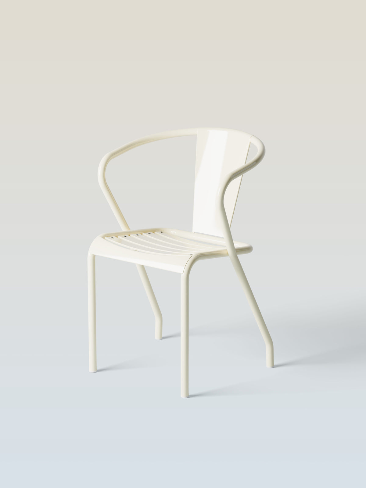 UD metal slat seat Armchair - Pearly White