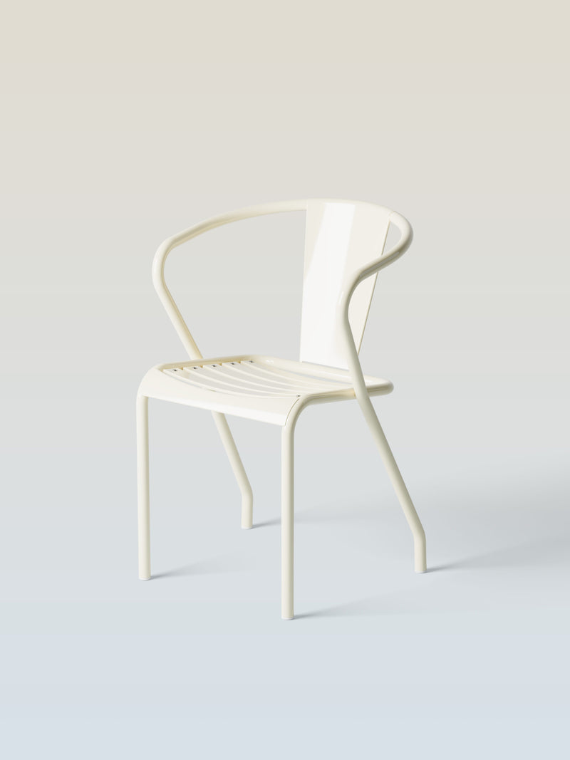 UD metal slat seat Armchair - Pearly White