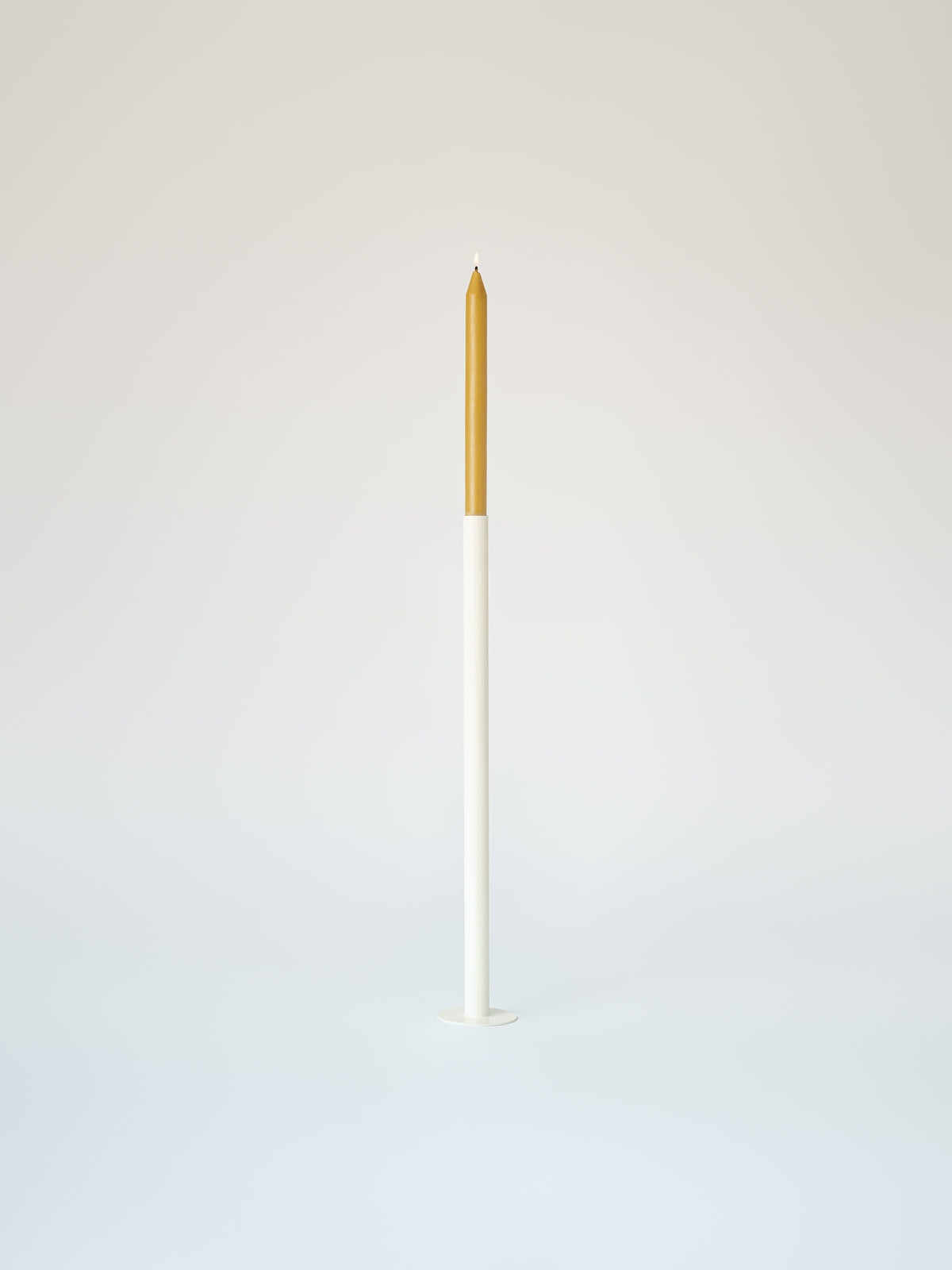 Large Candle Holder with Beeswax Candle - Pearly White
