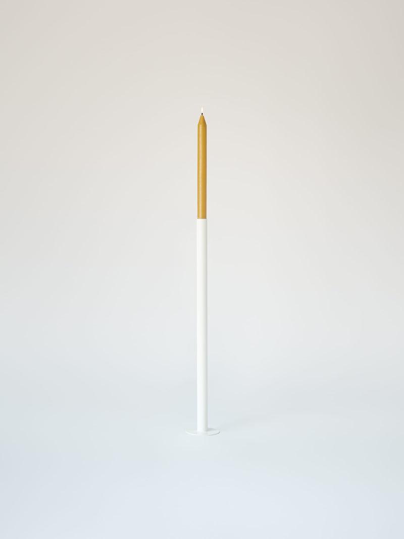 Large Candle Holder with Beeswax Candle - Pure White
