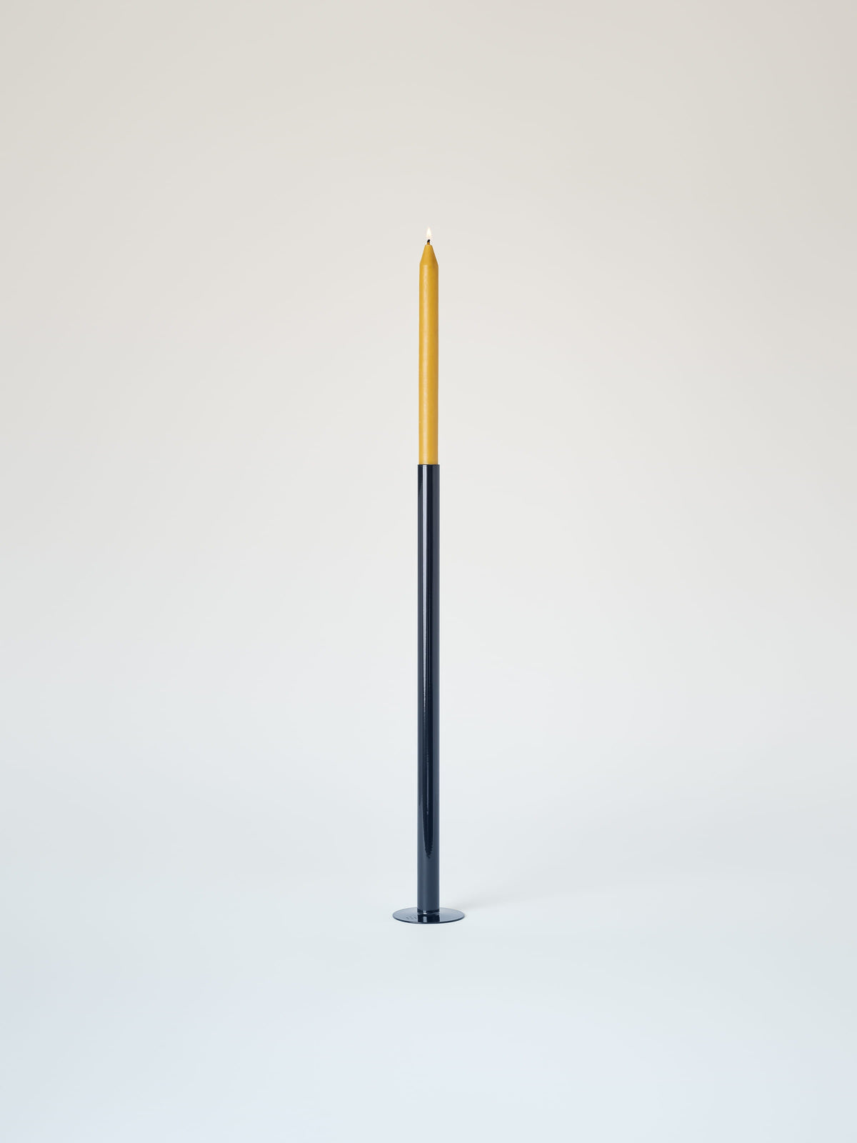 Large Candle Holder with Beeswax Candle - Blue Black