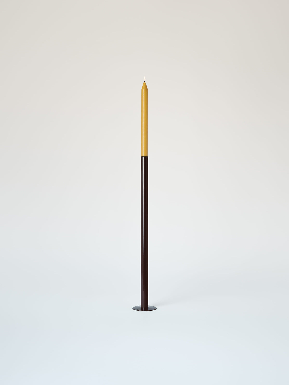 Large Candle Holder with Beeswax Candle - Brown Black