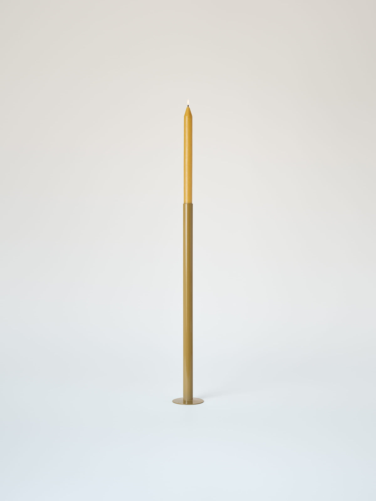 Large Candle Holder with Beeswax Candle - Brown Green