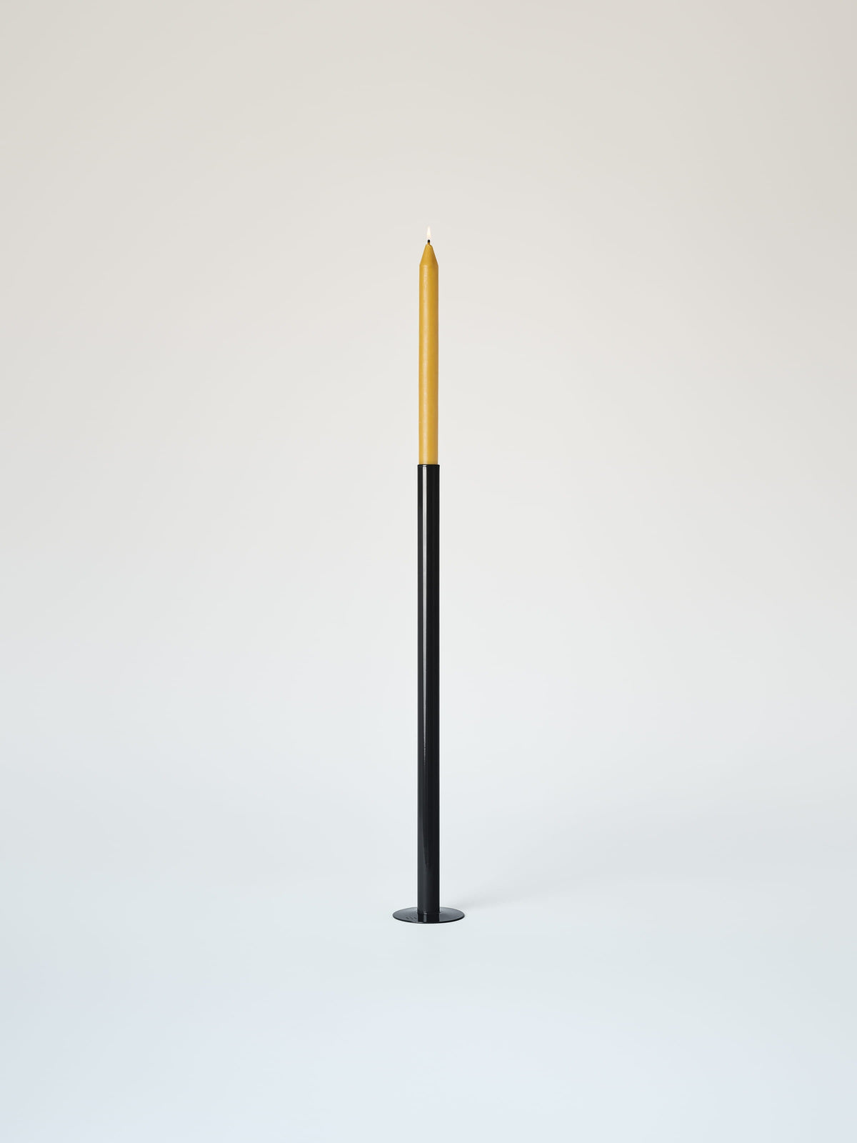 Large Candle Holder with Beeswax Candle - Dark Black
