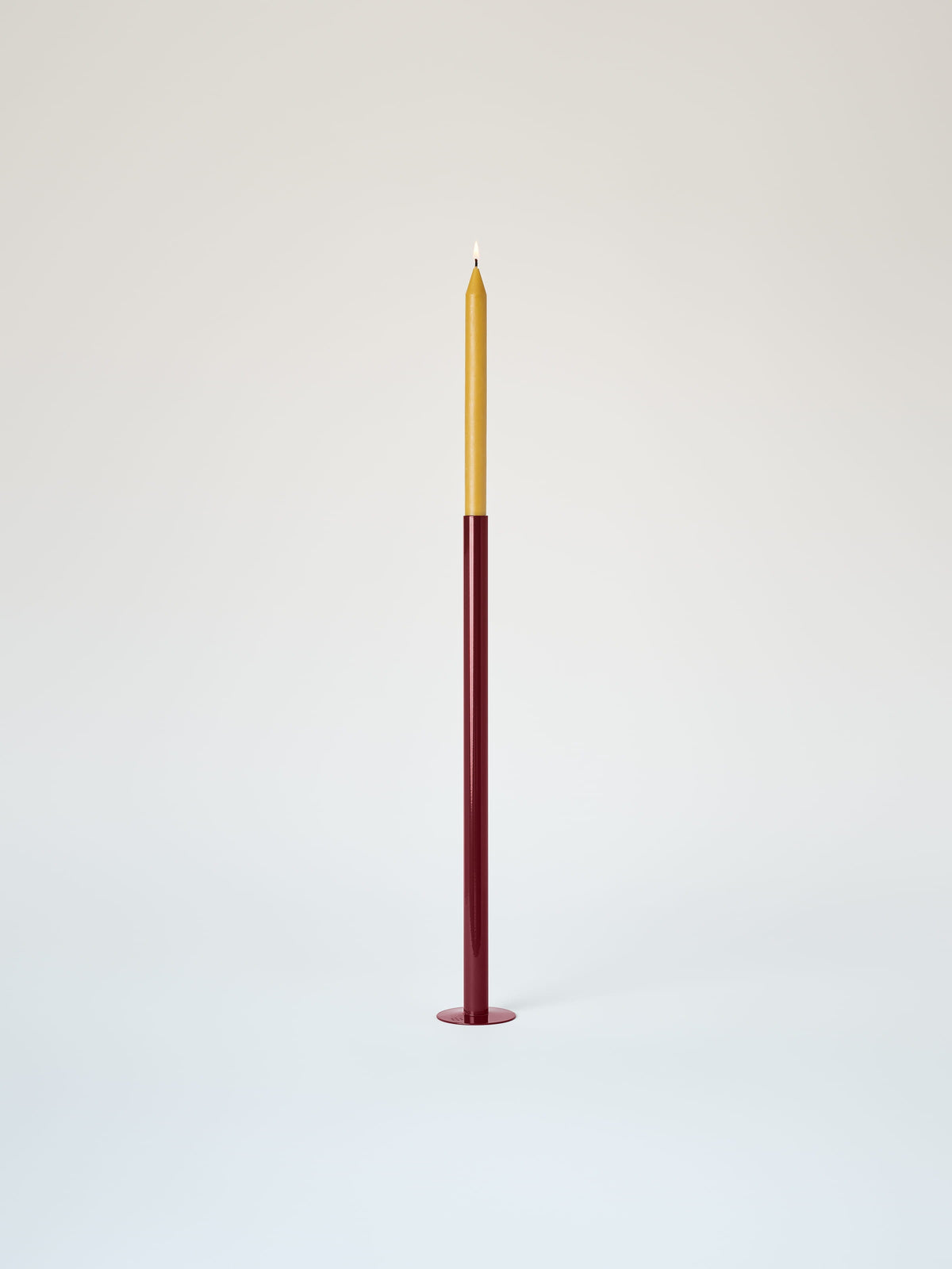 Large Candle Holder with Beeswax Candle - Red Wine