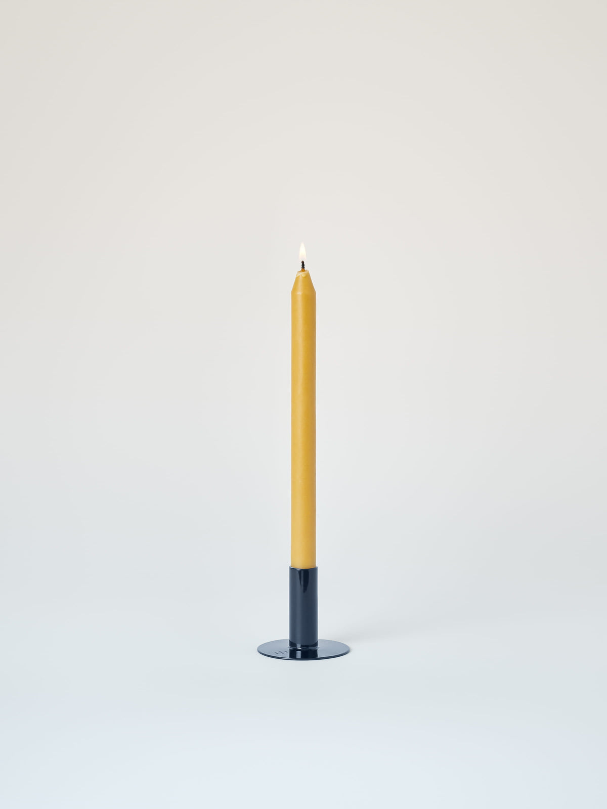 Small Candle Holder with Beeswax Candle - Blue Black