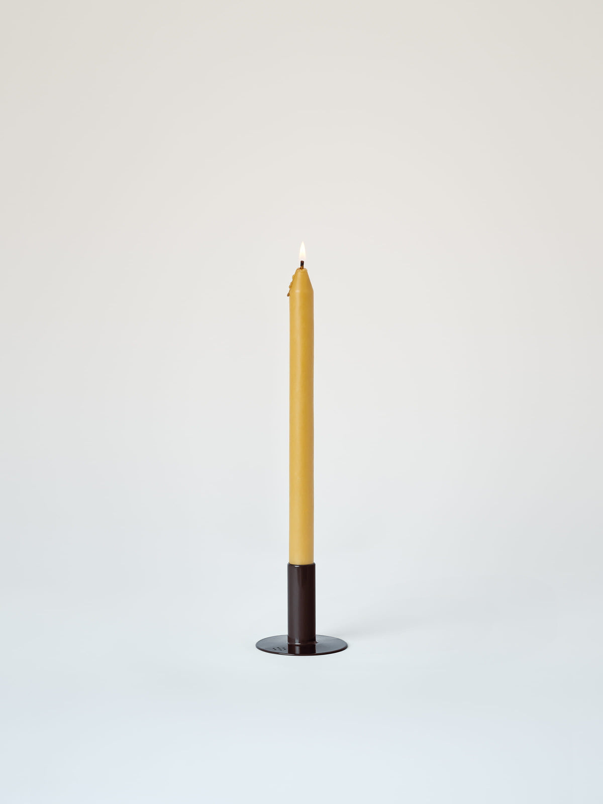 Small Candle Holder with Beeswax Candle - Brown Black