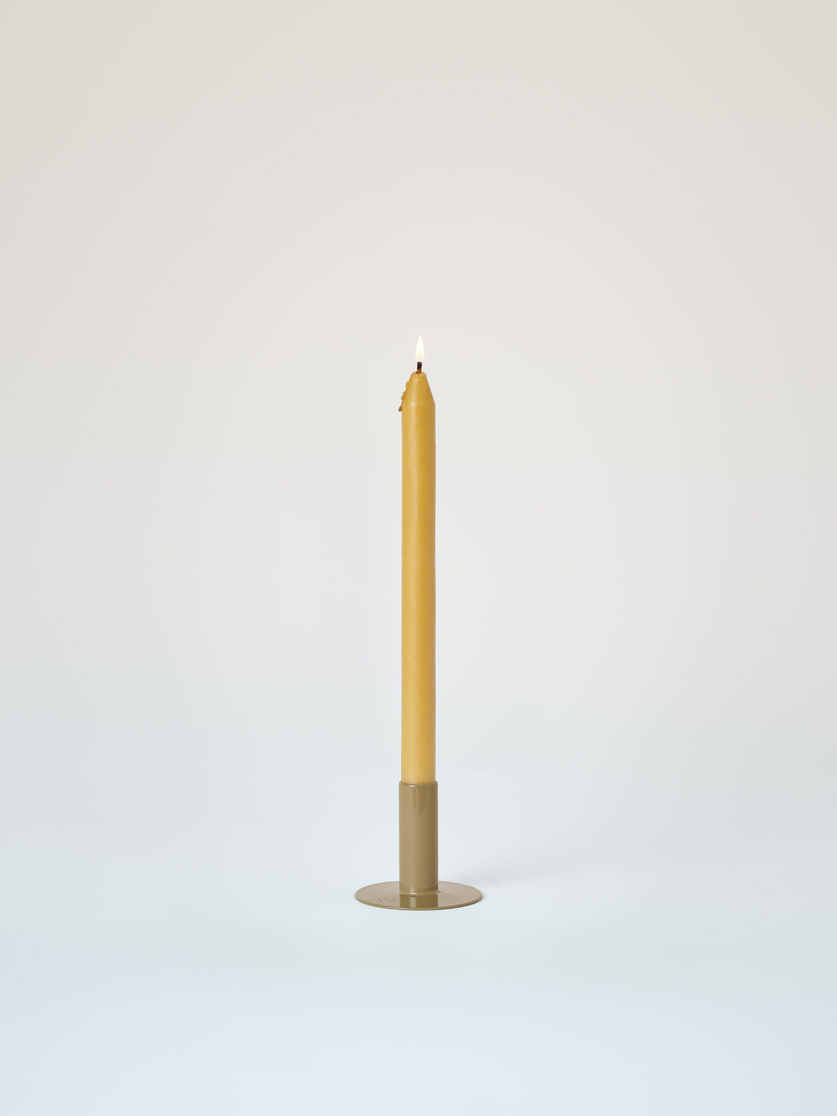 Small Candle Holder with Beeswax Candle - Brown Green
