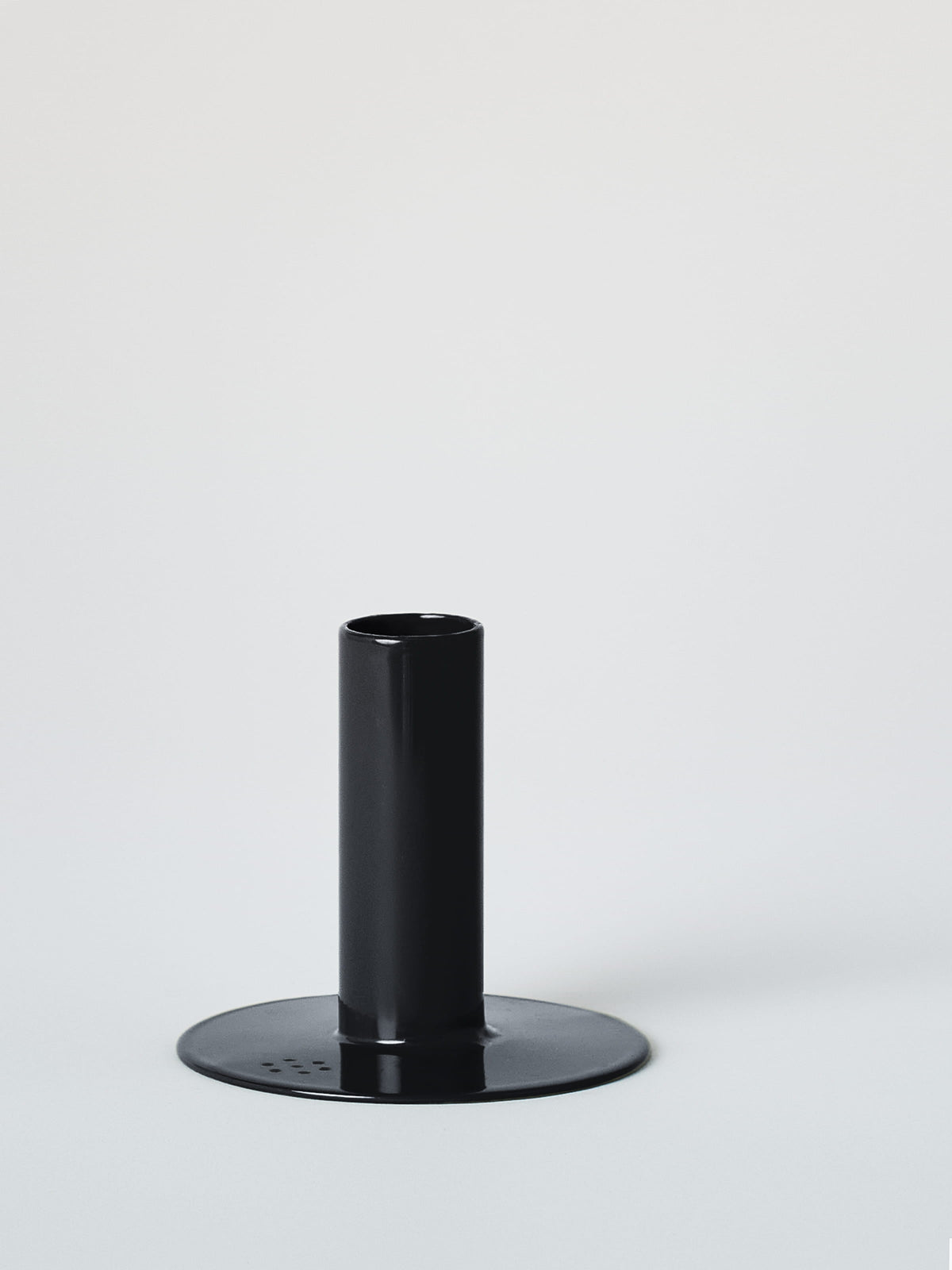 Small Candle Holder with Beeswax Candle - Dark Black