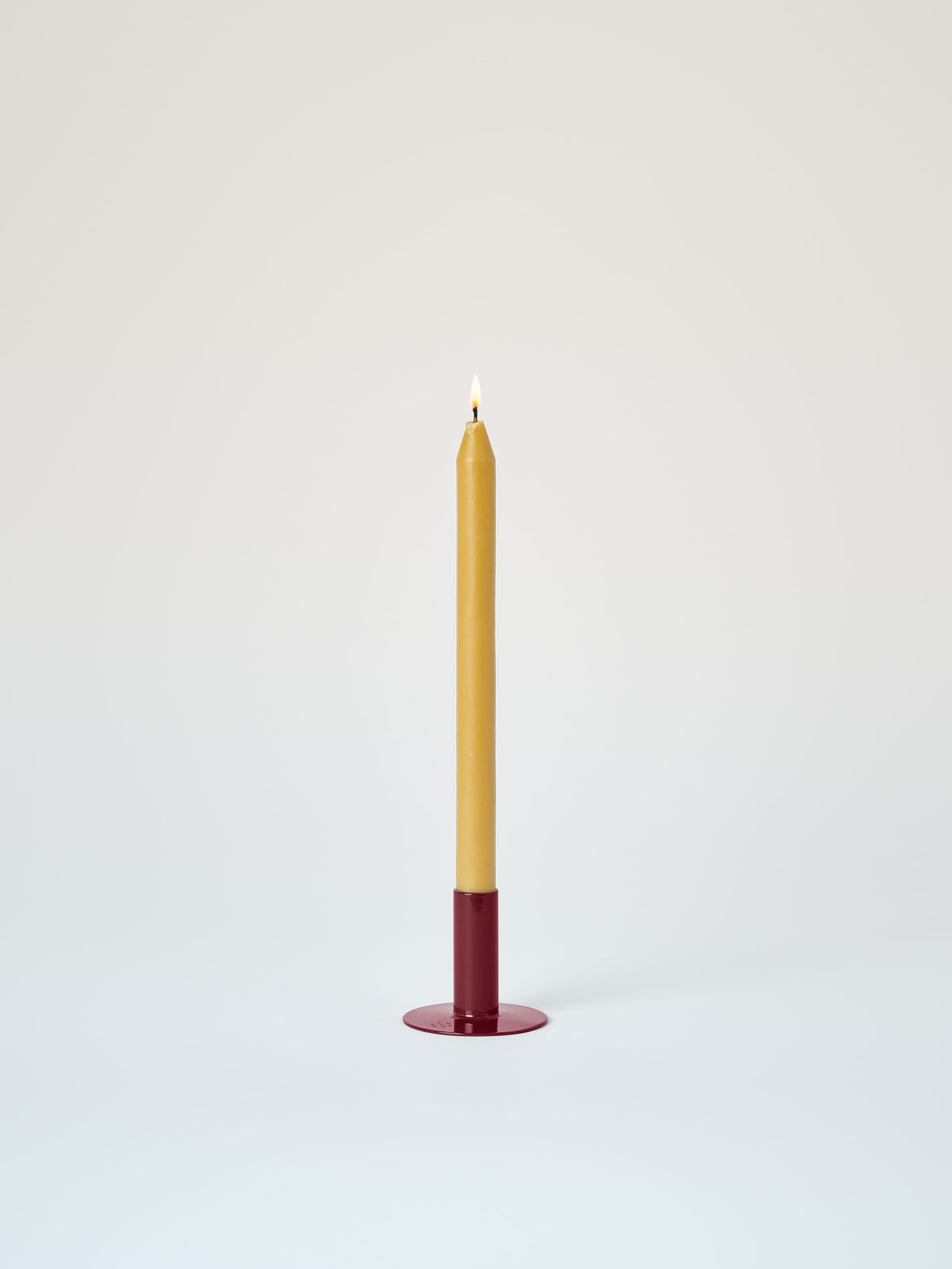 Small Candle Holder with Beeswax Candle - Red Wine