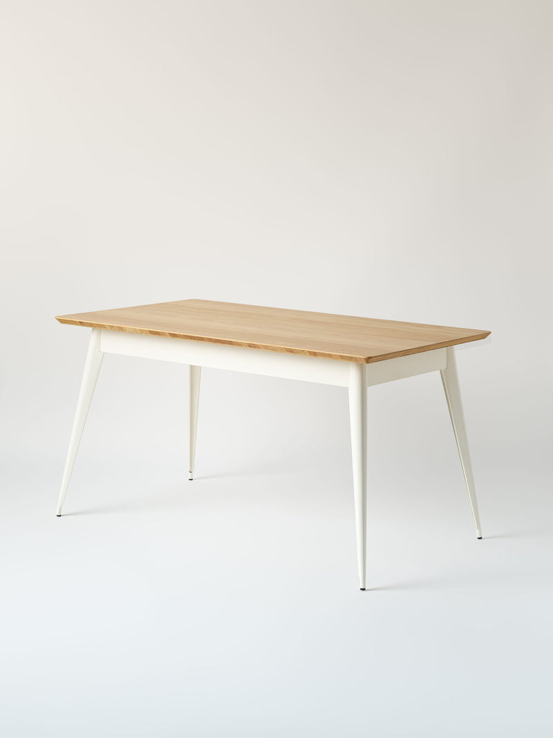 55 140x80 / natural oak top Table - Pure White