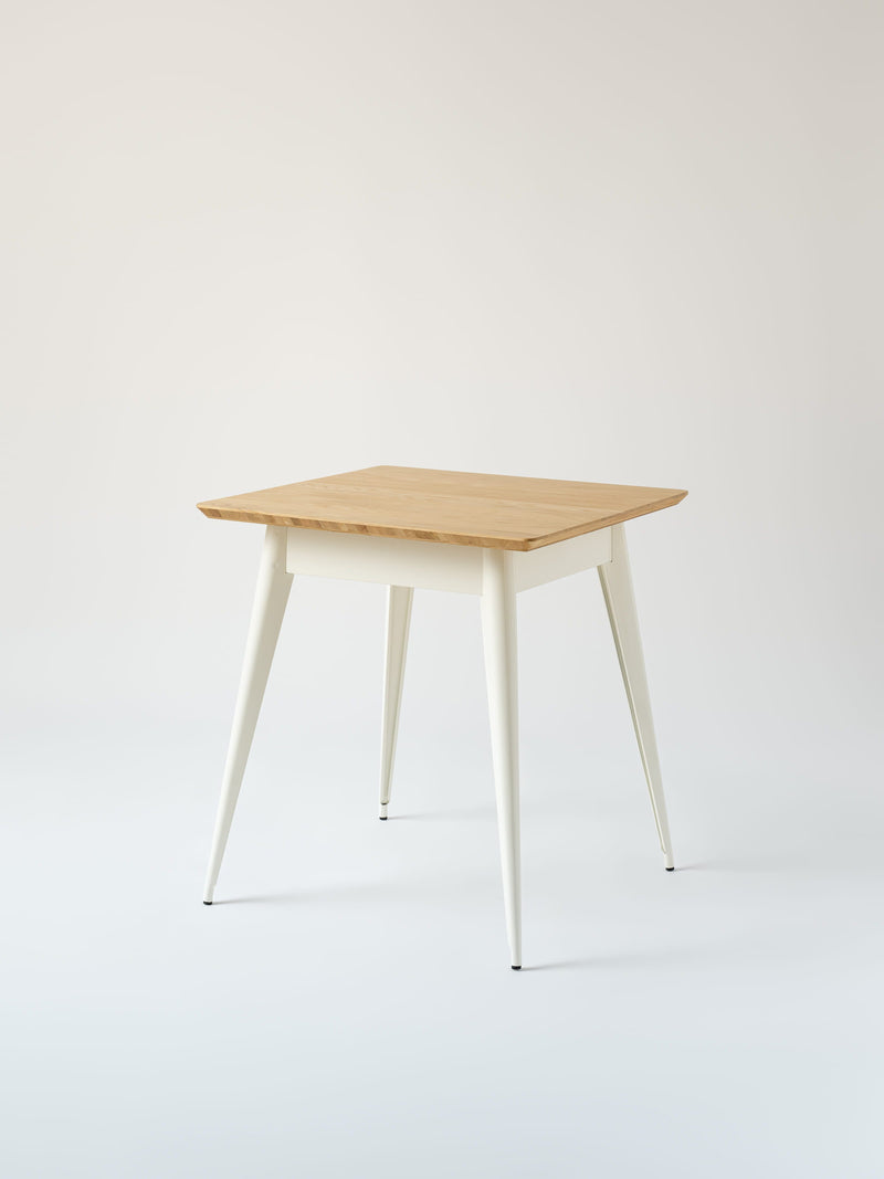 55 70x70 / natural oak top Café Table - Pure White
