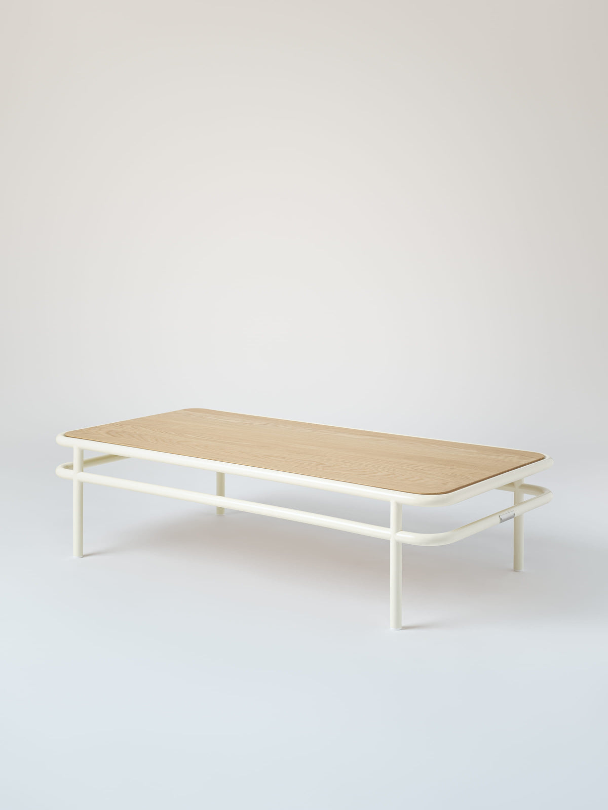 UD 120x60 / natural oak top Coffee Table - Pearly White