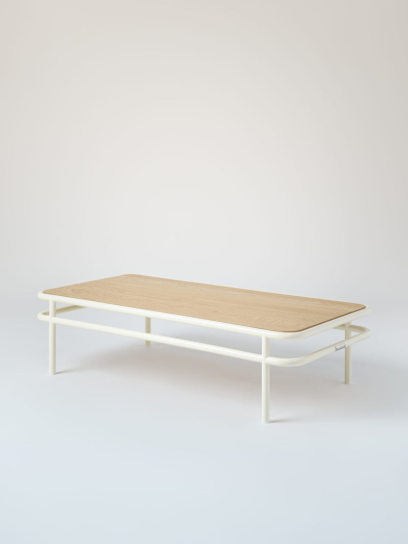 UD 120x60 / natural oak top Coffee Table - Pearly White