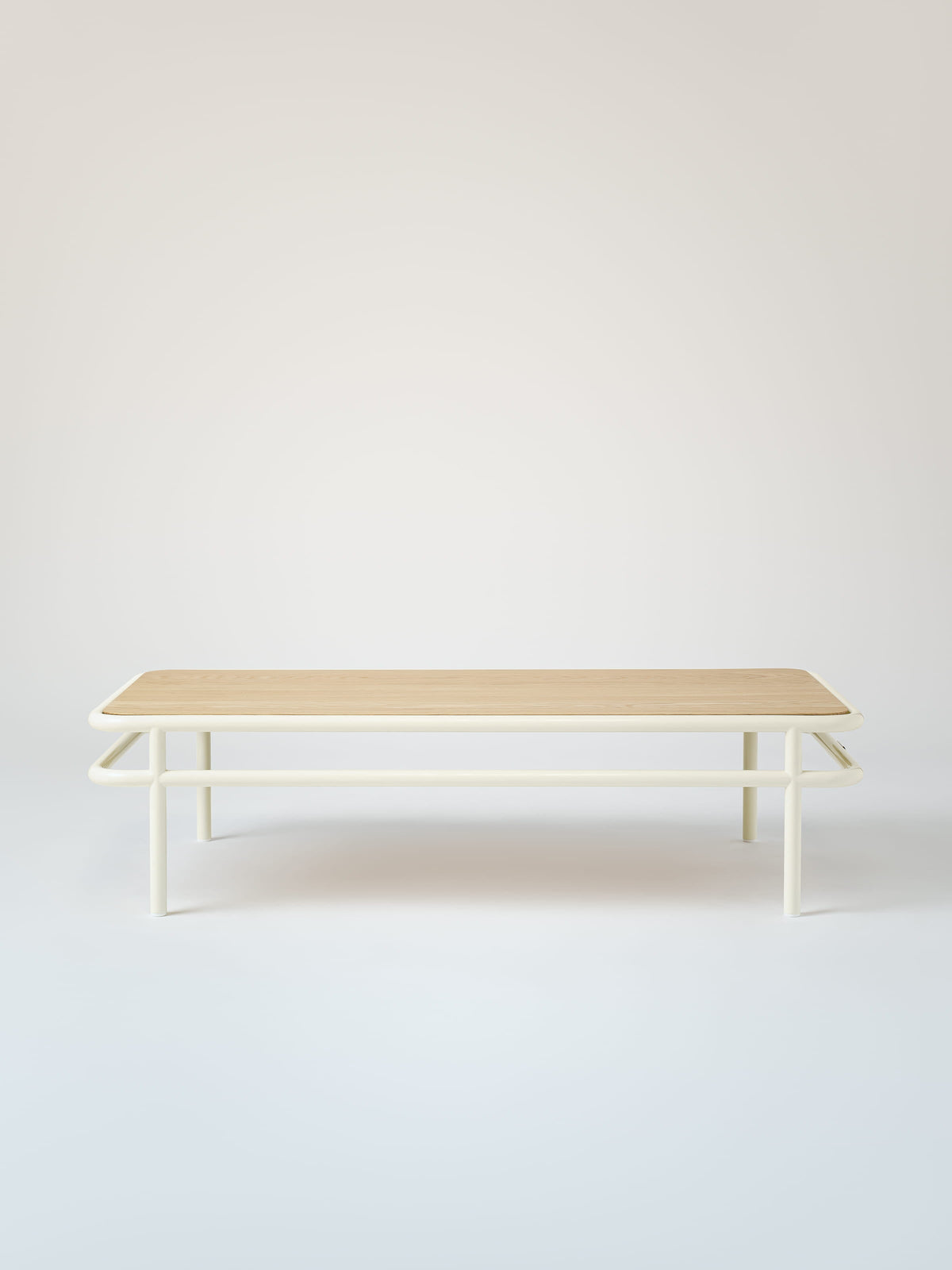 UD 120x60 / natural oak top Coffee Table - Pearly White
