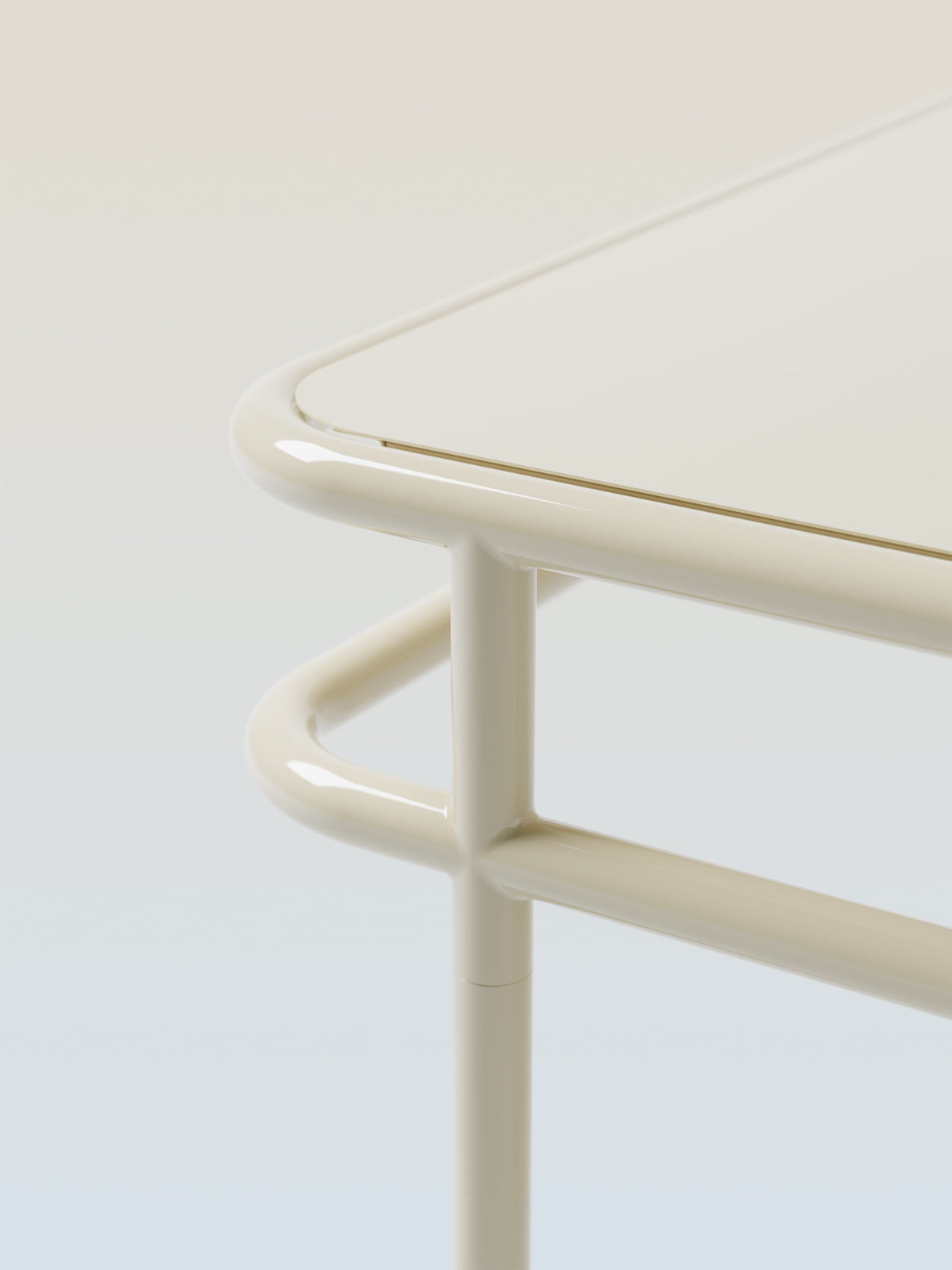 UD 160x90 / metal top Table - Pearly White