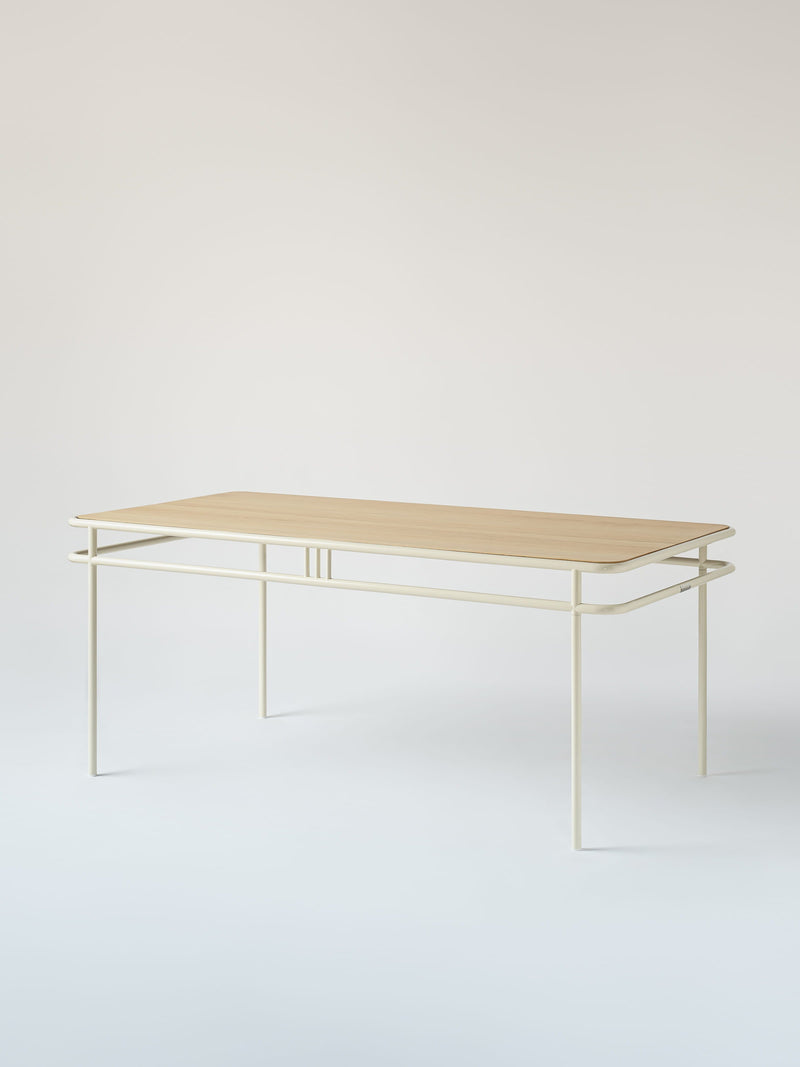 UD 180x90 / natural oak top Table - Pearly White