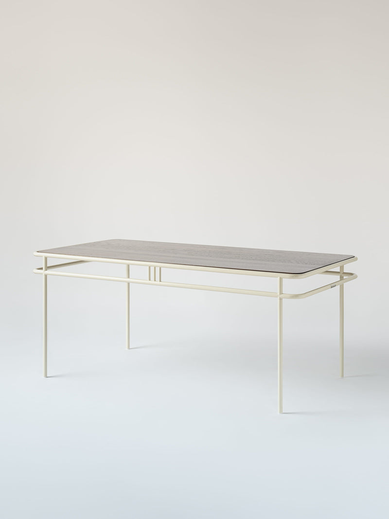 UD 180x90 / walnut-stained oak top Table - Pearly White